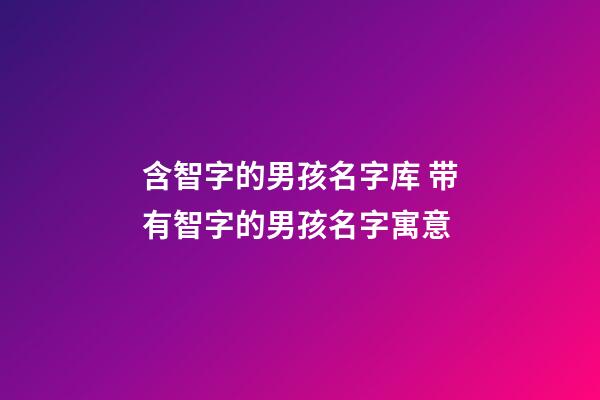 含智字的男孩名字库 带有智字的男孩名字寓意